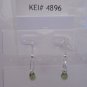 Silver Plated Emerald Green Czech Glass Teardrop Dangle Earrings Artisan