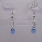 Silver Plated Light Sapphire Blue Czech Glass Teardrop Dangle Earrings Artisan