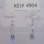 Silver Plated Light Sapphire Blue Czech Glass Teardrop Dangle Earrings Artisan