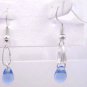 Silver Plated Light Sapphire Blue Czech Glass Teardrop Dangle Earrings Artisan