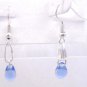 Silver Plated Light Sapphire Blue Czech Glass Teardrop Dangle Earrings Artisan