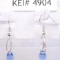 Silver Plated Light Sapphire Blue Czech Glass Teardrop Dangle Earrings Artisan