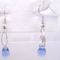 Silver Plated Light Sapphire Blue Czech Glass Teardrop Dangle Earrings Artisan