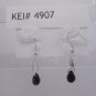 Silver Plated Jet Black Czech Glass Teardrop Dangle Earrings Artisan