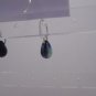 Silver Plated Jet Black Czech Glass Teardrop Dangle Earrings Artisan