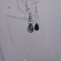 Silver Plated Jet Black Czech Glass Teardrop Dangle Earrings Artisan