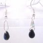 Silver Plated Jet Black Czech Glass Teardrop Dangle Earrings Artisan