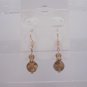 Gold Plated Amber Czech Glass Dangle Earrings Artisan Handcrafted