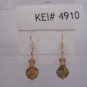 Gold Plated Amber Czech Glass Dangle Earrings Artisan Handcrafted