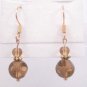 Gold Plated Amber Czech Glass Dangle Earrings Artisan Handcrafted