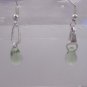 Silver Plated Light Emerald Green Czech Glass Teardrop Dangle Earrings Artisan