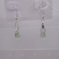 Silver Plated Light Emerald Green Czech Glass Teardrop Dangle Earrings Artisan