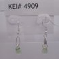 Silver Plated Light Emerald Green Czech Glass Teardrop Dangle Earrings Artisan