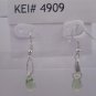 Silver Plated Light Emerald Green Czech Glass Teardrop Dangle Earrings Artisan