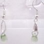 Silver Plated Light Emerald Green Czech Glass Teardrop Dangle Earrings Artisan
