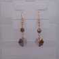 Gold Plated Purple Flower Czech Glass Dangle Earrings Artisan Handcrafted