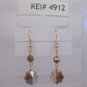 Gold Plated Purple Flower Czech Glass Dangle Earrings Artisan Handcrafted