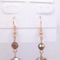 Gold Plated Purple Flower Czech Glass Dangle Earrings Artisan Handcrafted