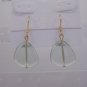 Gold Plated Green Triangle Czech Glass Dangle Earrings Artisan Handcrafted