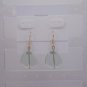 Gold Plated Green Triangle Czech Glass Dangle Earrings Artisan Handcrafted