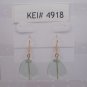 Gold Plated Green Triangle Czech Glass Dangle Earrings Artisan Handcrafted