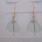 Gold Plated Green Triangle Czech Glass Dangle Earrings Artisan Handcrafted
