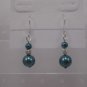 Blue Glass Pearl Silver Plated Artisan Dangle Earrings Elegant