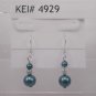 Blue Glass Pearl Silver Plated Artisan Dangle Earrings Elegant