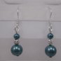 Blue Glass Pearl Silver Plated Artisan Dangle Earrings Elegant