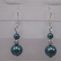 Blue Glass Pearl Silver Plated Artisan Dangle Earrings Elegant