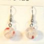 Clear Round Red White Millefiori Dangle Earrings