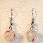 Clear Round Red White Millefiori Dangle Earrings