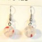 Clear Round Red White Millefiori Dangle Earrings
