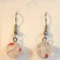 Clear Round Red White Millefiori Dangle Earrings