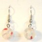 Clear Round Red White Millefiori Dangle Earrings
