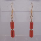 Gold Plated Ruby Red Czech Glass Dangle Earrings Artisan Handcrafted