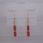 Gold Plated Ruby Red Czech Glass Dangle Earrings Artisan Handcrafted