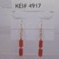 Gold Plated Ruby Red Czech Glass Dangle Earrings Artisan Handcrafted
