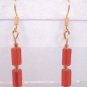 Gold Plated Ruby Red Czech Glass Dangle Earrings Artisan Handcrafted