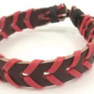 Red Brown Wrapped Leather Bracelet Surfer Wristband Ethnic Tribal Cool