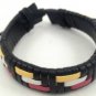 Pink White Yellow Black Wrapped Leather Bracelet Surfer Wristband Ethnic