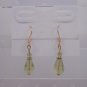 Gold Plated Green Faceted Czech Glass Dangle Earrings Artisan Handcrafted