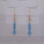 Gold Plated Blue Czech Glass Dangle Earrings Artisan Handcrafted