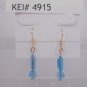 Gold Plated Blue Czech Glass Dangle Earrings Artisan Handcrafted