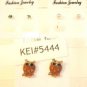 Lot 3 Brown Owl White Pearl Tone Green Crystal Stud Earrings