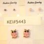 Lot 3 Pink Owl Pearl Tone Crystal Stud Earrings
