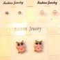 Lot 3 Pink Owl Pearl Tone Crystal Stud Earrings
