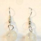 Clear Round White Millefiori Dangle Earrings