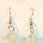Clear Round White Millefiori Dangle Earrings