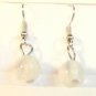 Clear Round White Millefiori Dangle Earrings